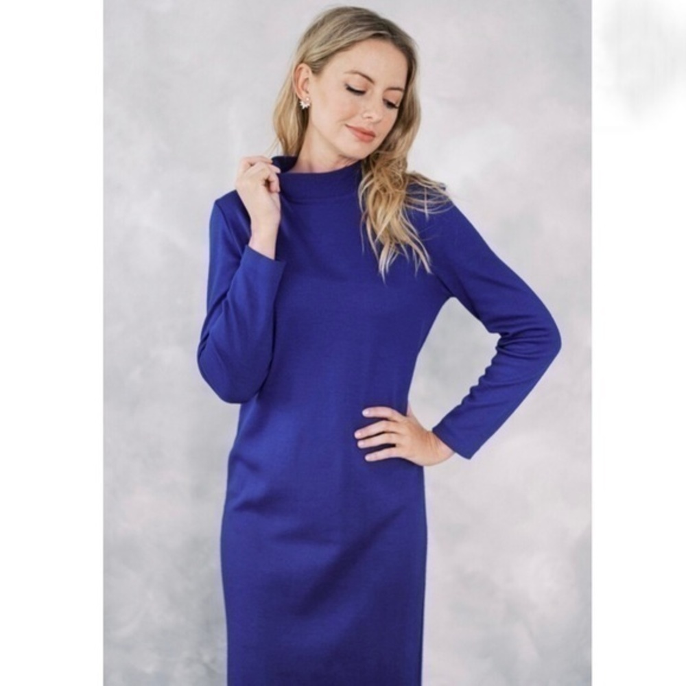 Vintage Disorderly Conduct Palmer Mock Neck Dress in Royal Blue